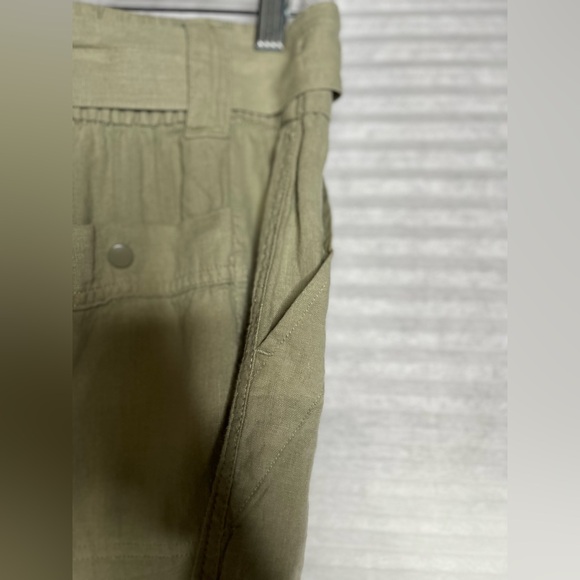 TAHARI 100% Linen khaki green pants womens L NWT belted high rise - Picture 13 of 14
